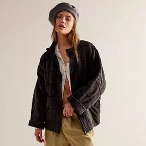 Free People Dolman Quilted Knit Jacket - Black - Size S